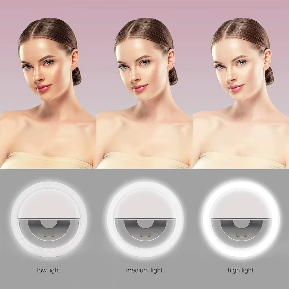 LED Selfie Ring Light Novelty Makeup Lightings Led Selfie Lamp Mobile Phones Photo Night Light Rechargeable Lamp Selfie Ring