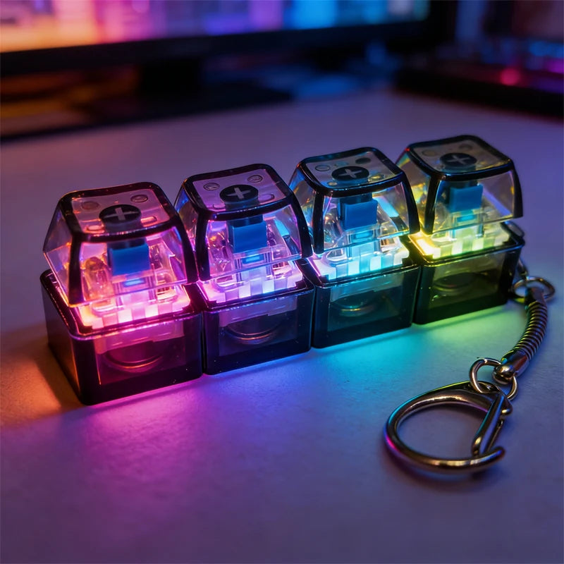 Illuminate Your Stress Away: Clickable Keyboard Keychain LED Light - The Ultimate Fidget Toy & Office Decor Gift!
