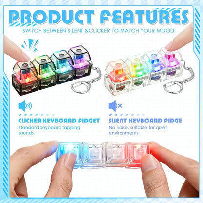 Illuminate Your Stress Away: Clickable Keyboard Keychain LED Light - The Ultimate Fidget Toy & Office Decor Gift!