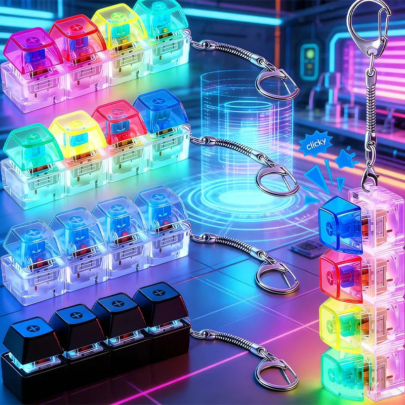 Illuminate Your Stress Away: Clickable Keyboard Keychain LED Light - The Ultimate Fidget Toy & Office Decor Gift!