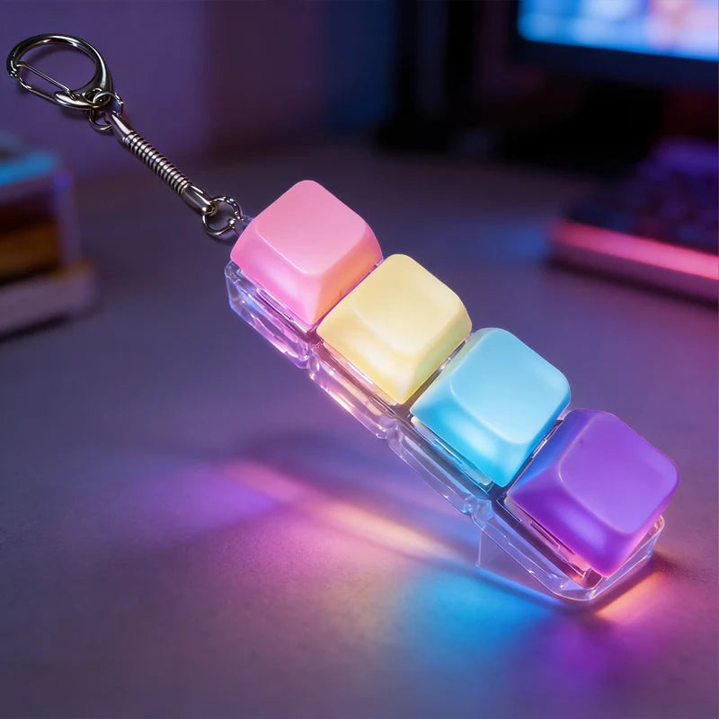 Illuminate Your Stress Away: Clickable Keyboard Keychain LED Light - The Ultimate Fidget Toy & Office Decor Gift!
