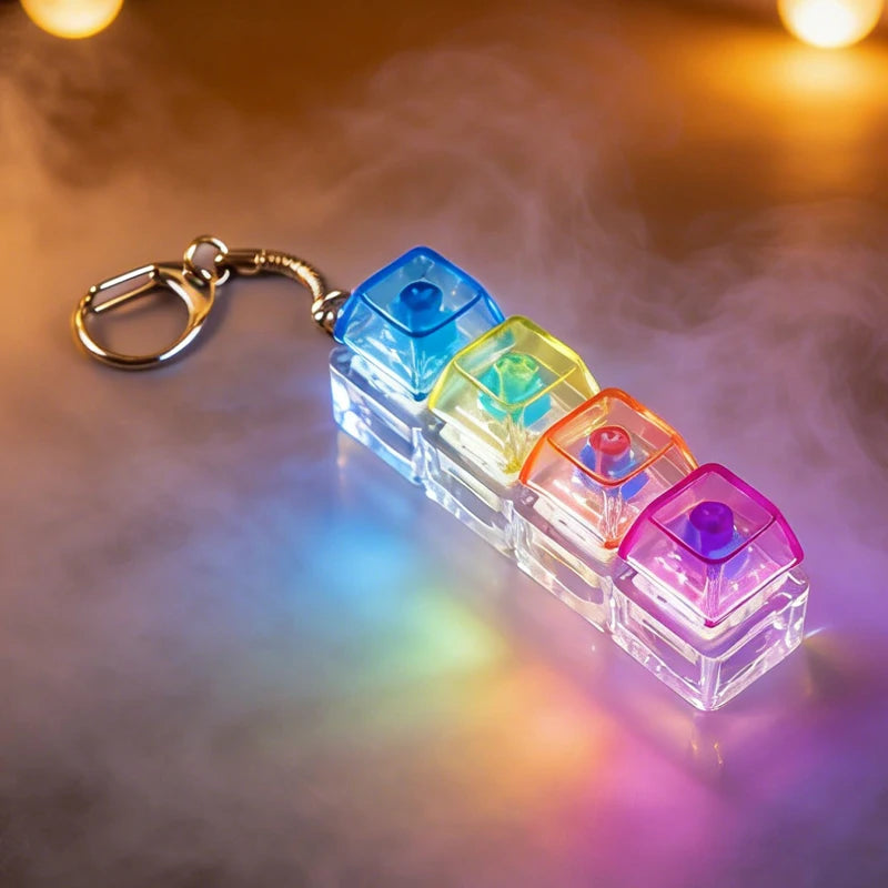 Illuminate Your Stress Away: Clickable Keyboard Keychain LED Light - The Ultimate Fidget Toy & Office Decor Gift!