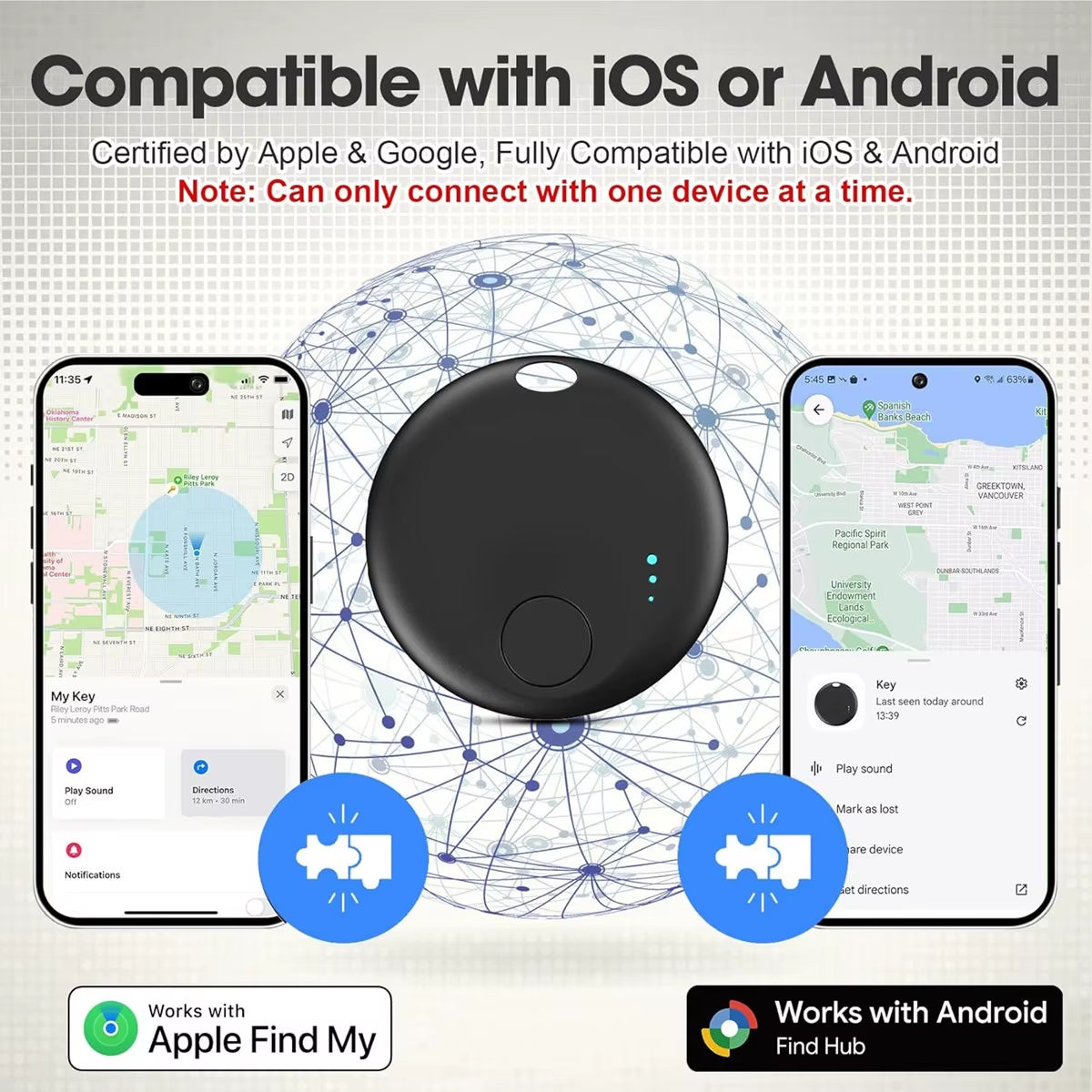 Air Tracker Tags for Android or Ios Bluetooth Smart Tag Dual System Compatible Ios Find My or Google Find Hub Item Locator