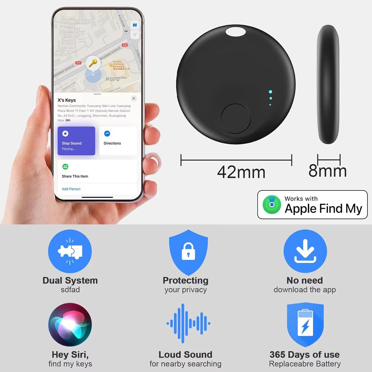 Air Tracker Tags for Android or Ios Bluetooth Smart Tag Dual System Compatible Ios Find My or Google Find Hub Item Locator